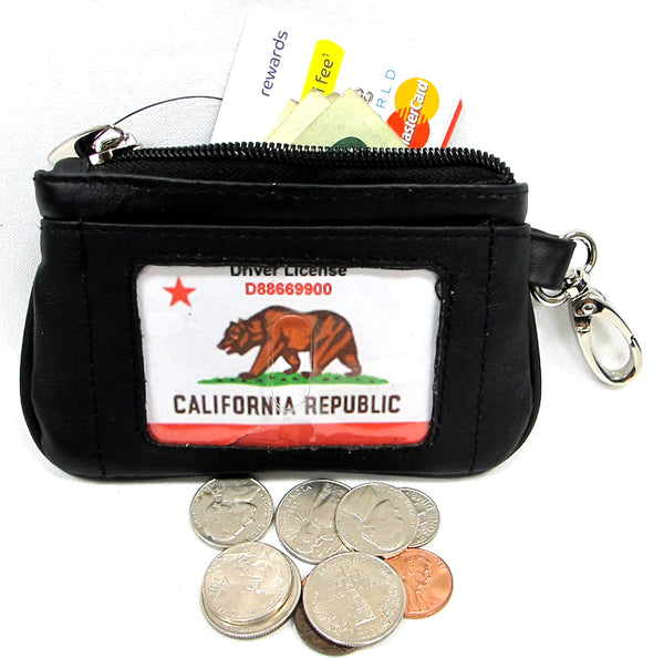 Coin (POUCH) - BLACK, BURGUNDY, TURQOISE Soft Genuine Leather