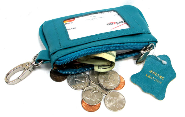 Coin (POUCH) - BLACK, BURGUNDY, TURQOISE Soft Genuine Leather