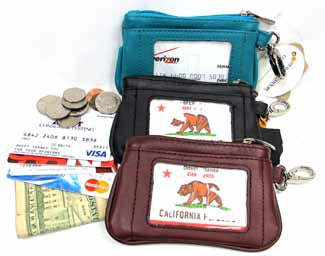 Coin (POUCH) - BLACK, BURGUNDY, TURQOISE Soft Genuine Leather