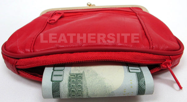 Coin Purses - RED or BLACK Soft Genuine Leather