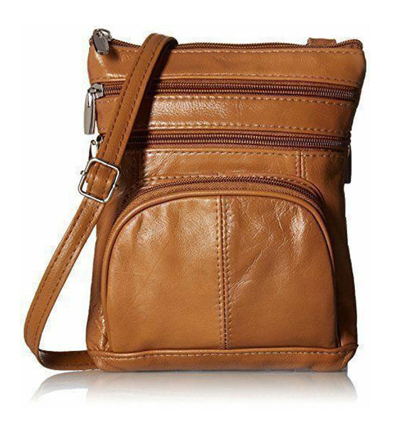 Casino-TAN (Med) Leather Bag with Cell Phone Pocket
