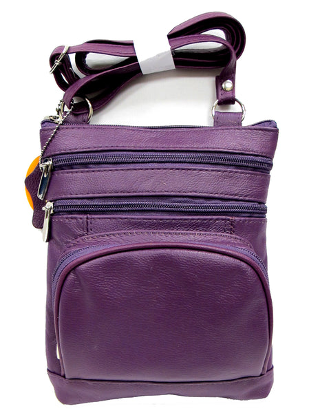 Casino-PURPLE (Med) Leather Bag with Cell Phone Pocket