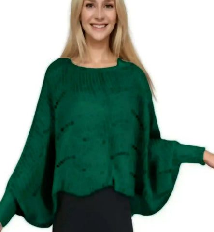 Poncho-HUNTER Knit Poncho With Sleeves