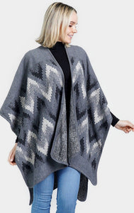 Cape-GRAY Chevron Pattern Cape