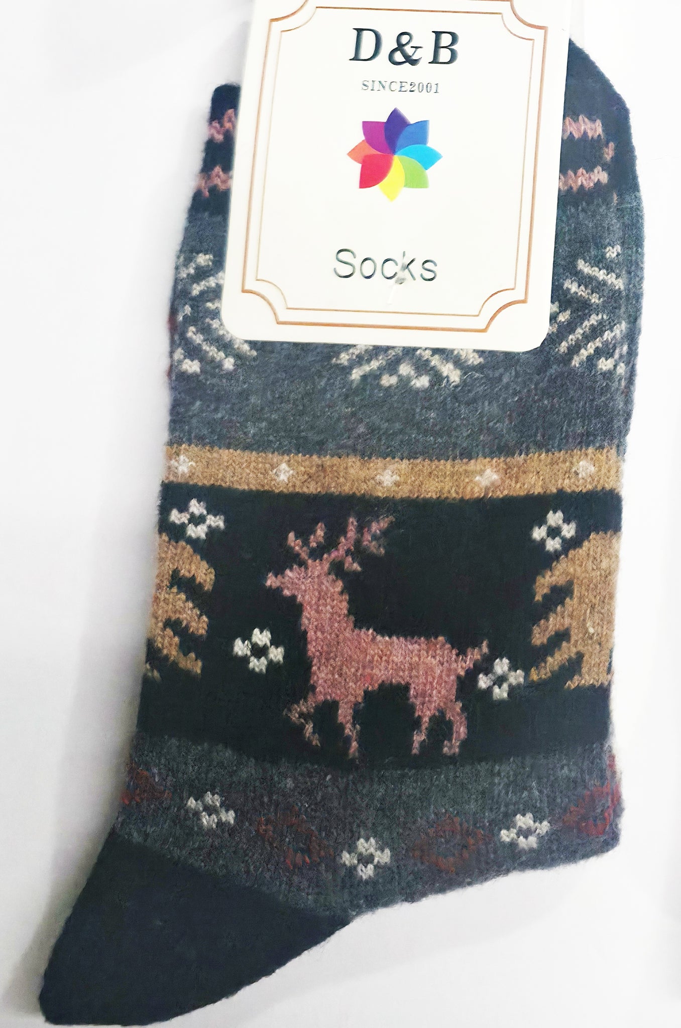 Sox-DK GRAY Reindeer Sox