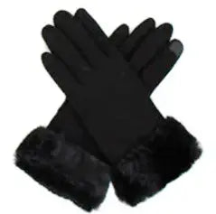 Gloves - BLK-Fur Cuffs, Touch Screen