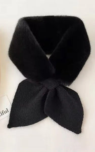 Neck Warmer-BLK-Faux Fur With Key-Hole Scarf