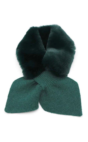 Neck Warmer-GREEN-Faux Fur With Key-Hole Scarf