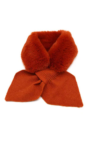 Neck Warmer-RUST-Faux Fur With Key-Hole Scarf