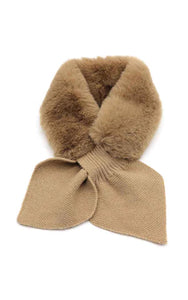 Neck Warmer-TAUPE-Faux Fur With Key-Hole Scarf