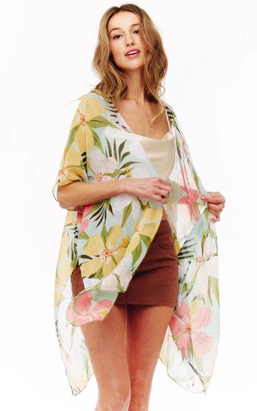 Kim-Shirt-MINT Floral Pattern Cover Up Kimono
