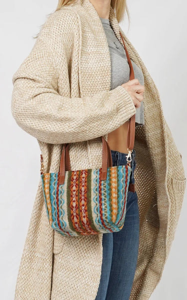 Crossbody-TURQ Ethnic Print Bag