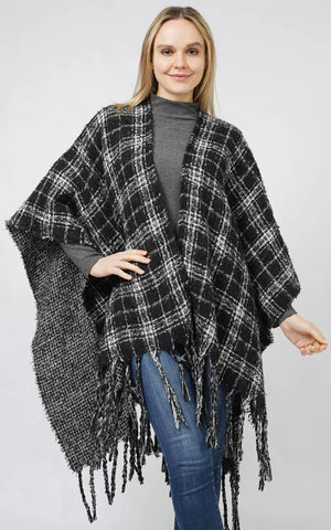 Cape-BLK Plaid Reversible Cape