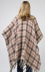 Cape-IVORY Plaid Reversible Cape