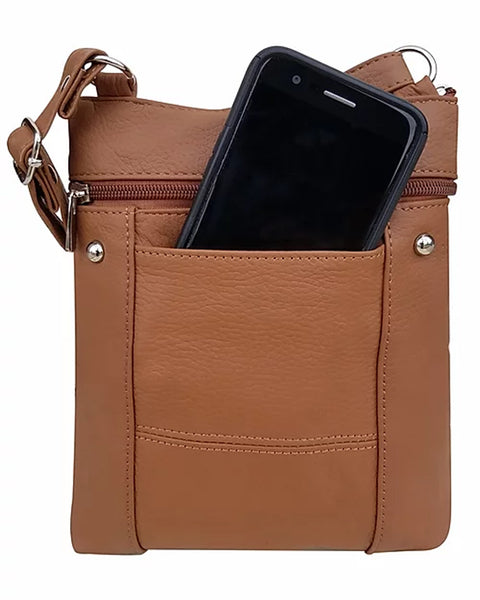 Casino-LG-LIGHT BROWN (Large) Leather Bag with Cell Phone Pocket