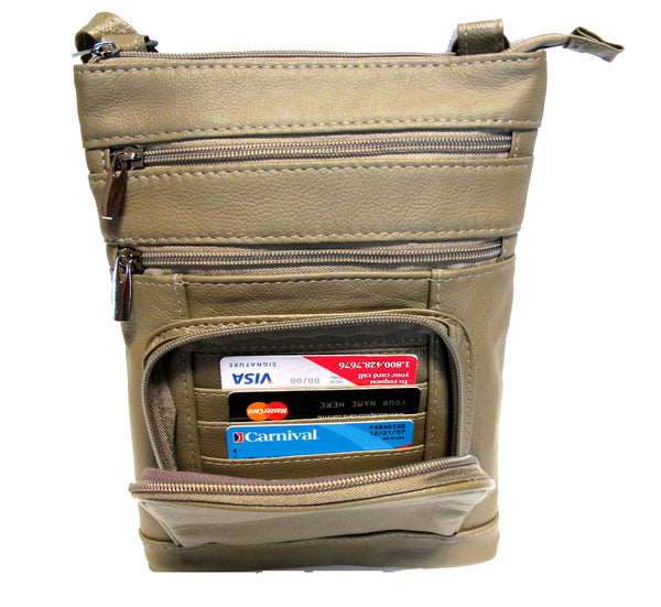Casino-LG-PEWTER (Large) Leather Bag with Cell Phone Pocket