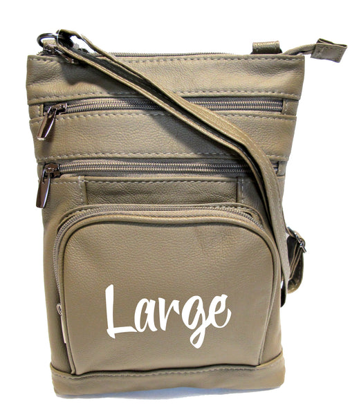 Casino-LG-PEWTER (Large) Leather Bag with Cell Phone Pocket