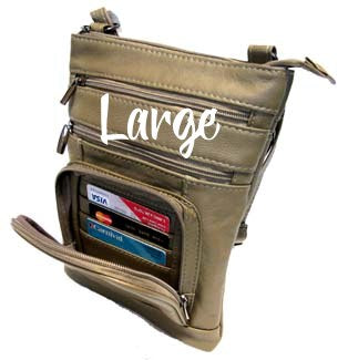 Casino-LG-PEWTER (Large) Leather Bag with Cell Phone Pocket