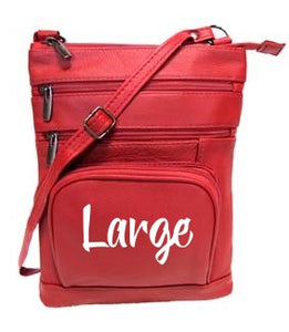 Casino-LG-RED (Large) Leather Bag with Cell Phone Pocket
