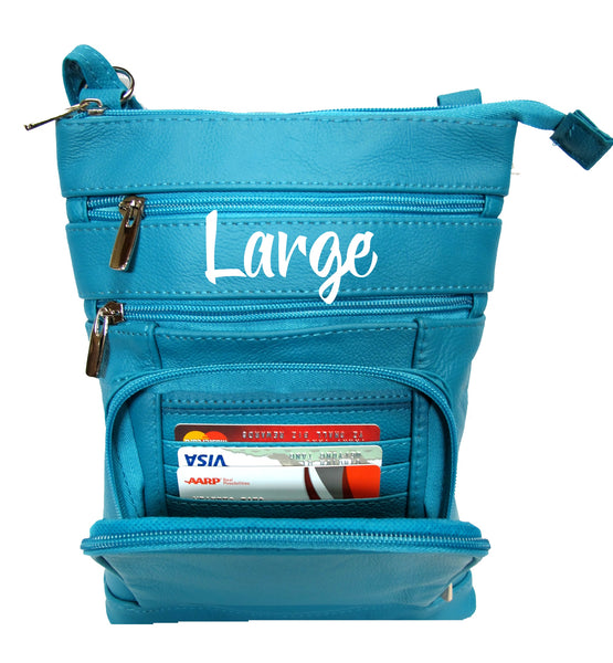 Casino-LG-TURQ (Large) Leather Bag with Cell Phone Pocket