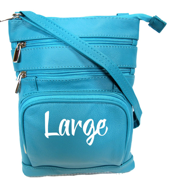 Casino-LG-TURQ (Large) Leather Bag with Cell Phone Pocket