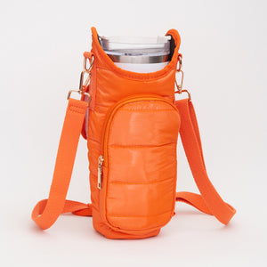 Tumbler-ORANGE Quilted Tumbler Holder/Crossbody Bag