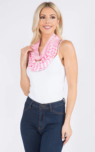 Scarf-PINK Striped Infinity Scarf