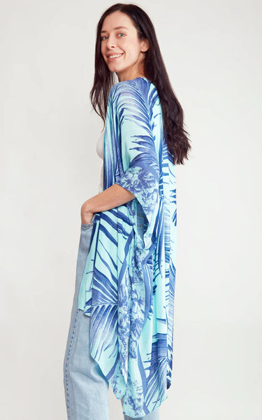 Kim-Long- GREEN Palm Tree Leaves Kimono