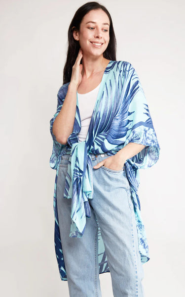 Kim-Long- GREEN Palm Tree Leaves Kimono