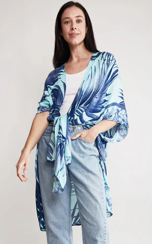 Kim-Long- GREEN Palm Tree Leaves Kimono