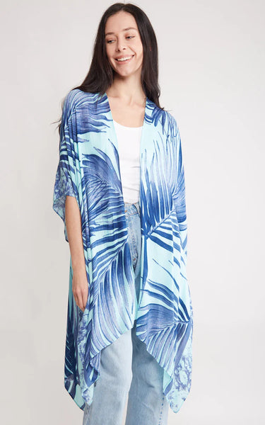 Kim-Long- GREEN Palm Tree Leaves Kimono