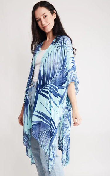 Kim-Long- GREEN Palm Tree Leaves Kimono