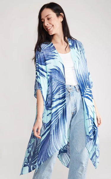 Kim-Long- GREEN Palm Tree Leaves Kimono