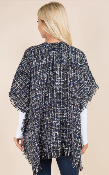 Shawl-BLACK Tweed Kimono Shawl