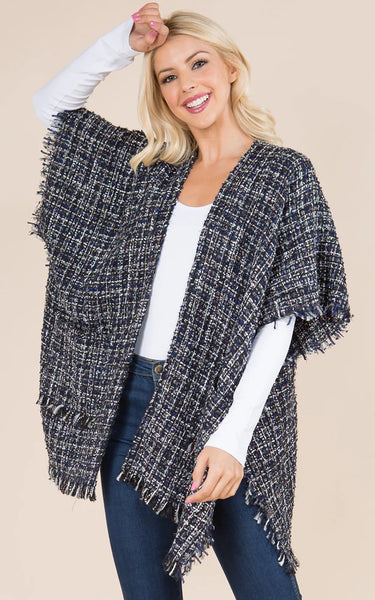 Shawl-BLACK Tweed Kimono Shawl