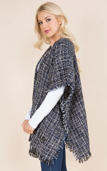 Shawl-BLACK Tweed Kimono Shawl