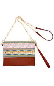 Casino-MULTI Aztec Tribal Pattern Crossbody & Wristlet Bag