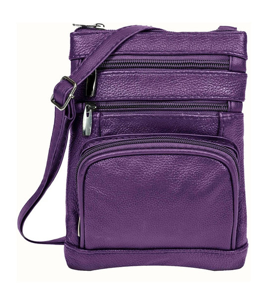 Casino-PURPLE (Med) Leather Bag with Cell Phone Pocket