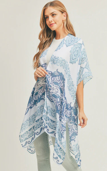 Kim-Long-TURQ Boho Paisley Pattern Cover-Up