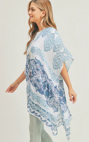Kim-Long-TURQ Boho Paisley Pattern Cover-Up