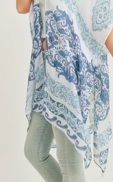 Kim-Long-TURQ Boho Paisley Pattern Cover-Up
