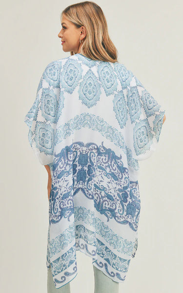 Kim-Long-TURQ Boho Paisley Pattern Cover-Up