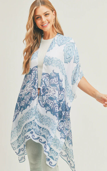 Kim-Long-TURQ Boho Paisley Pattern Cover-Up