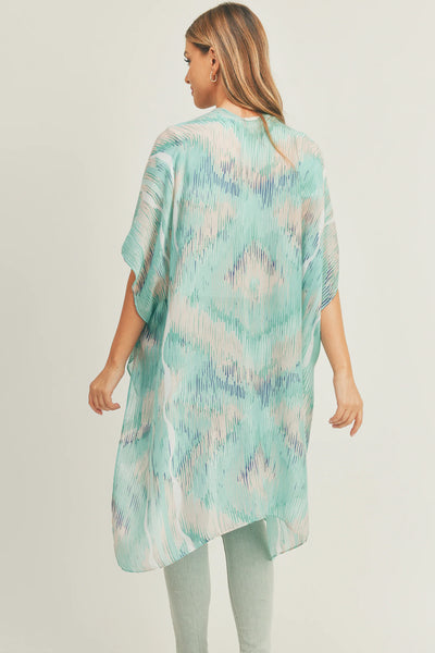 Kim-Long-TURQUOISE Tie Dye Pattern Cover-up Kimono