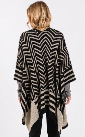 Shawl-BLACK Chevron, Fuzzy