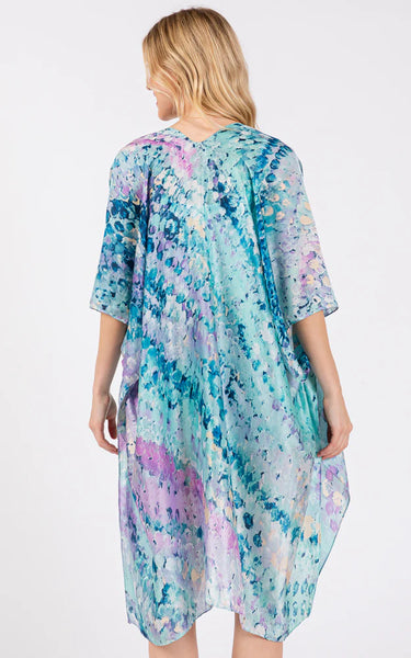 Kim-Long-BLUE-Abstract Print, Silky Feel Kimono