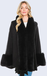 Cape-BLACK Fur Trim