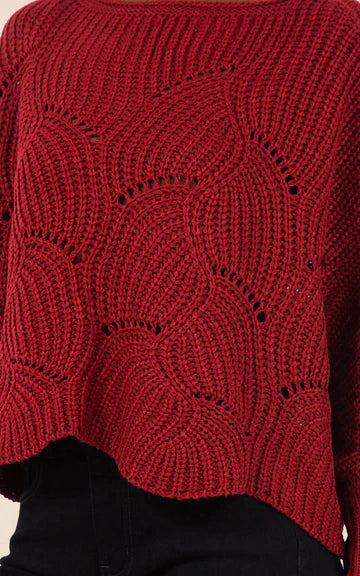 Poncho-BURG Knit Poncho With Sleeves