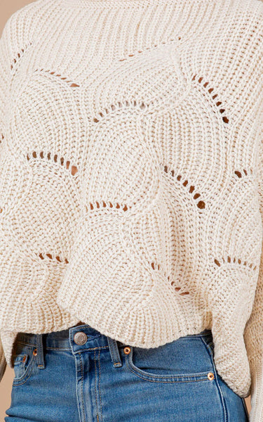 Poncho-IVORY Knit Poncho With Sleeves