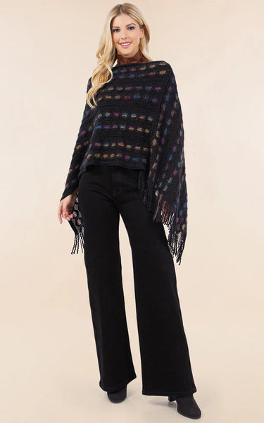 Poncho-BLK Rainbow Cover Up
